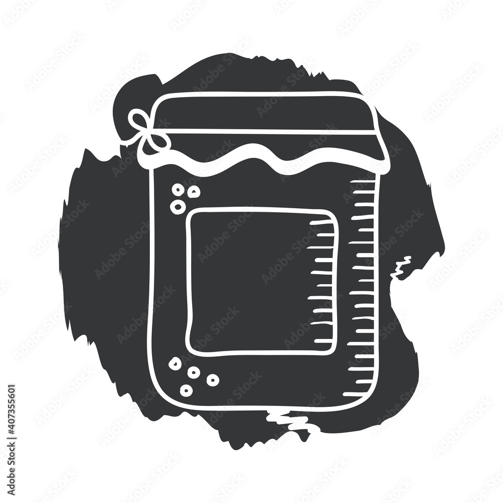 honey jar hand draw and block style icon vector design