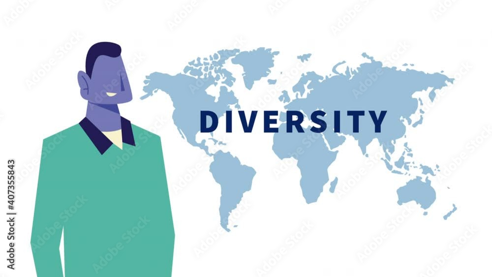 young man with earth maps character animation