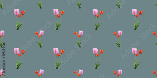 Beautiful seamless pattern with tulip flowers