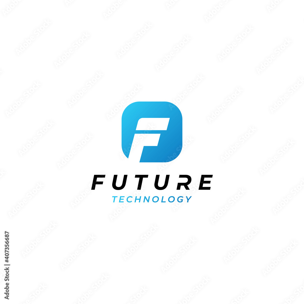 Minimal letter F logo vector in square shape for mobile app icon, internet, web, technology business Minimal letter F logo vector in square shape for mobile app icon, internet, web, technology business