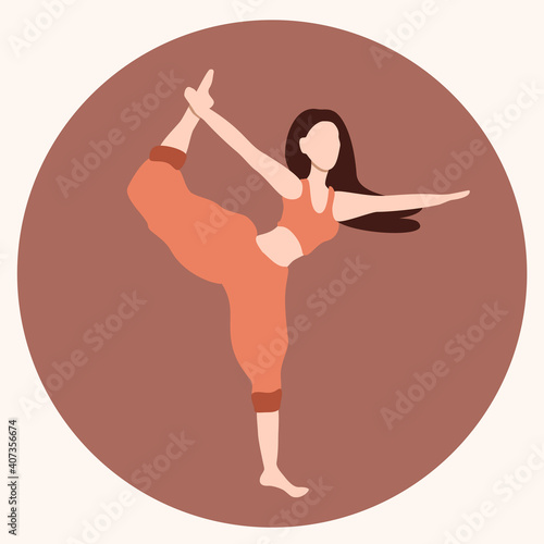 vector hand drawn
illustration - the girl is engaged in yoga. woman standing bow pulling pose. illustration for websites, magazines and applications