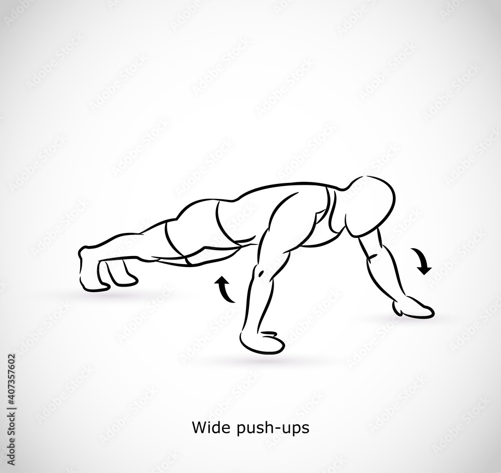 Type of exercise - illustration vector - wide push ups