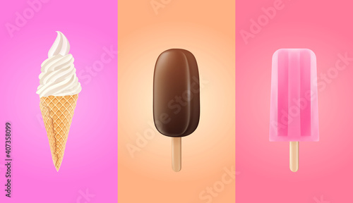 Vector illustration of collection of ice cream.