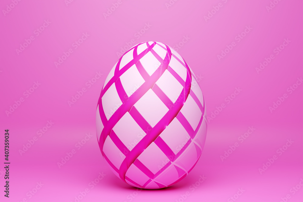 3d illustration of a hen's egg painted in pink in the form of a pattern. Easter eggs 3d illustration of a hen's egg painted in pink in the form of a pattern. Easter eggs