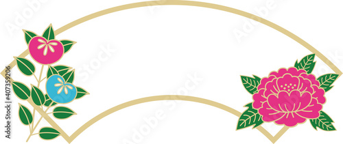 和風　扇形のフレーム　テンプレート　ひな祭り