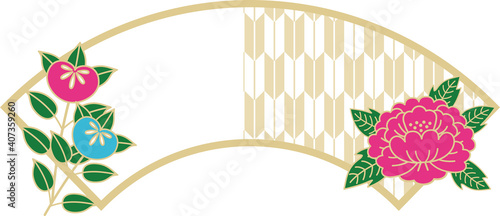 和風　扇形のフレーム　テンプレート　ひな祭り