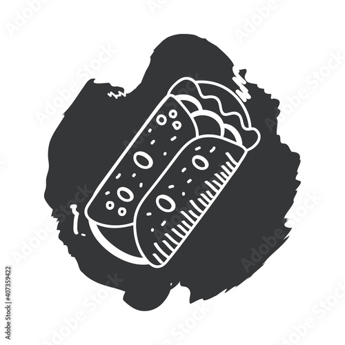 burrito hand draw and block style icon vector design
