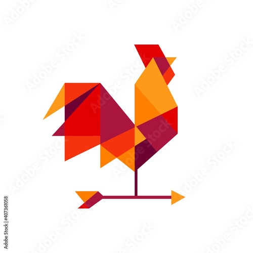 geometric rooster tech colorful logo vector icon illustration