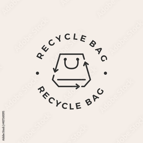 recycle shopping bag emblem label hipster vintage logo vector icon illustration