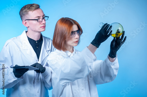 Laboratory technicians on a...