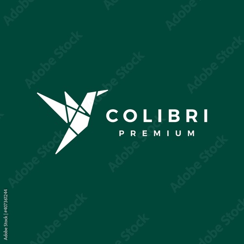 geometric colibri hummingbird logo vector icon illustration