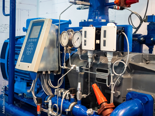 Photography Gauges and display on an industrial compressor