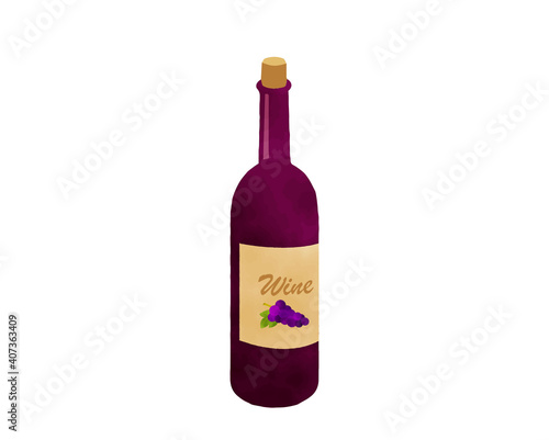 免疫力を高める食材／糖質制限／水彩／ワイン／ワインボトル