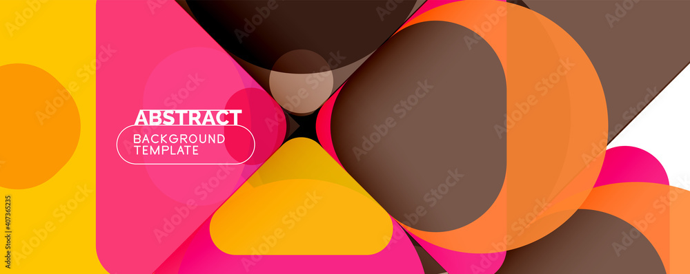 Flat geometric round shapes and dynamic lines, abstract background. Vector illustration for placards, brochures, posters and banners Flat geometric round shapes and dynamic lines, abstract background. Vector illustration for placards, brochures, posters and banners