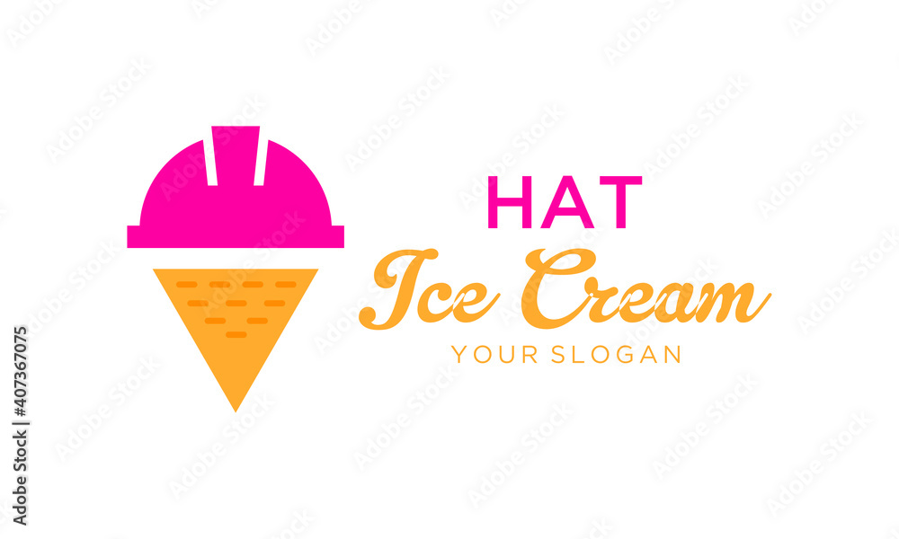 combination logo template illustration of building hat and ice cream vector graphics. combination logo template illustration of building hat and ice cream vector graphics.