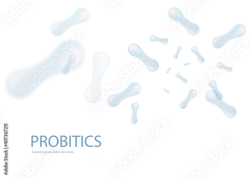 Probiotics Bacteria Vector illustration. Biology, Science background. Microscopic bacteria closeup.