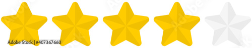 Flat golden rounded 4 star rating symbol isolated on a white background. Vector illustration.