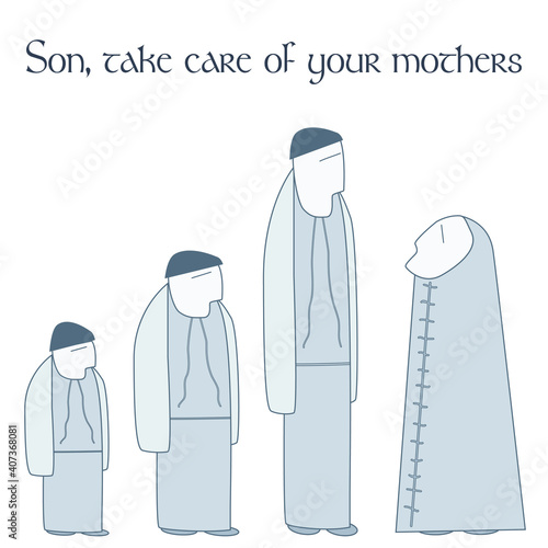 mom and three sons, simple waves style. Take care of mom