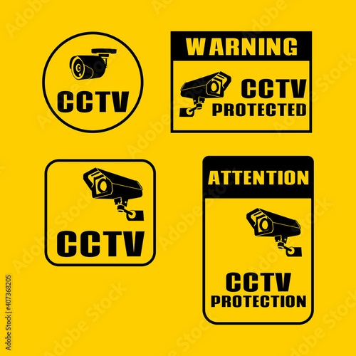 security camera sign, cctv stickers, video surveillance
