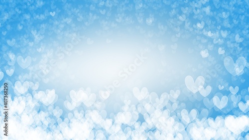 Abstract Backgrounds white hart bokeh on Blue background in valentine 's day