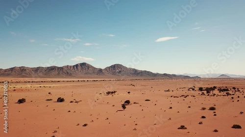 Namibia Kalahari Desert in Africa. Aerial Drone Shot. Lanscape of the  the Desert. View From Above Camera Moves  Slowly Forward
