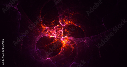 3D rendering abstract multicolor fractal light background