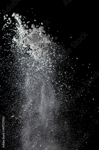 white flour on black background