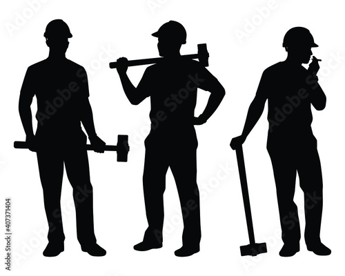 Set of handsome man silhouette vector on white background