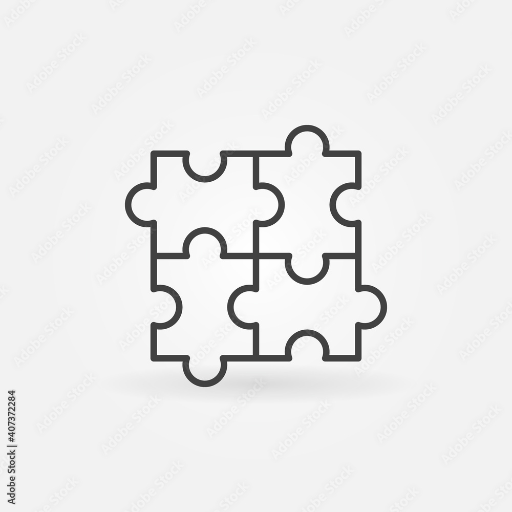 Puzzle outline vector concept minimal icon or design element