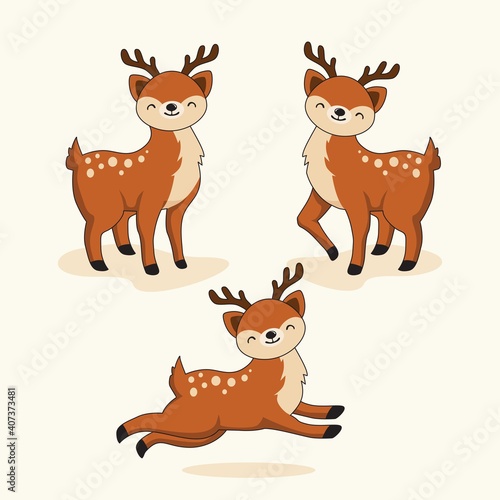 Deer Cartoon Illustration Set Collections