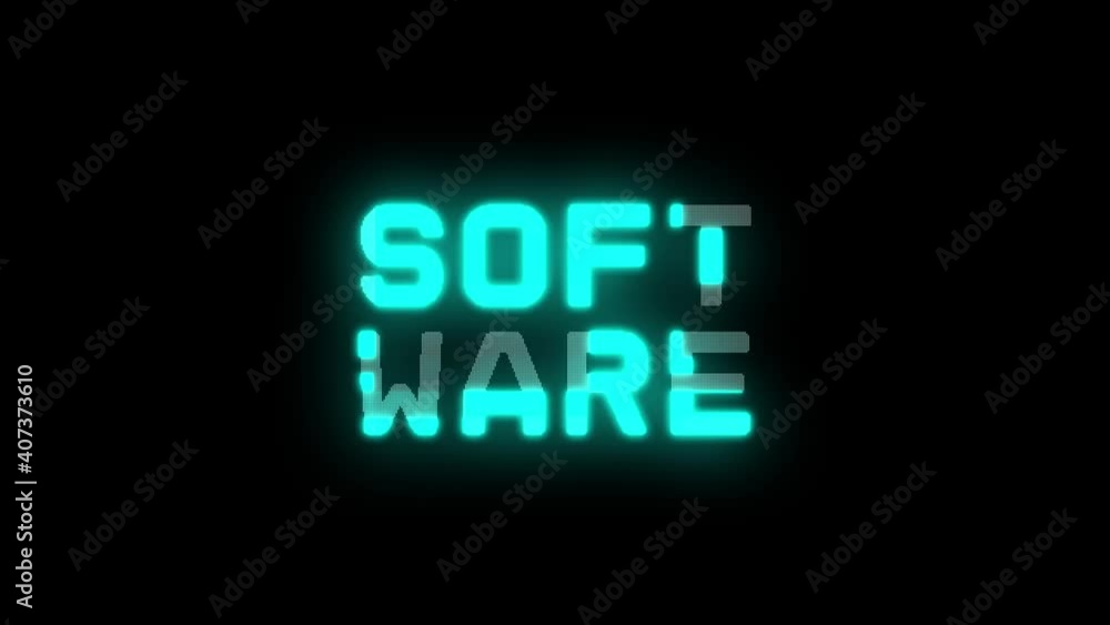 SOFTWARE animation vibrant neon colourful digital motion intro text on dark screen background SOFTWARE animation vibrant neon colourful digital motion intro text on dark screen background