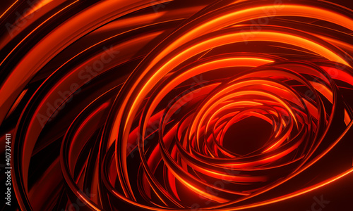 3D rendered abstract red metallic circular background