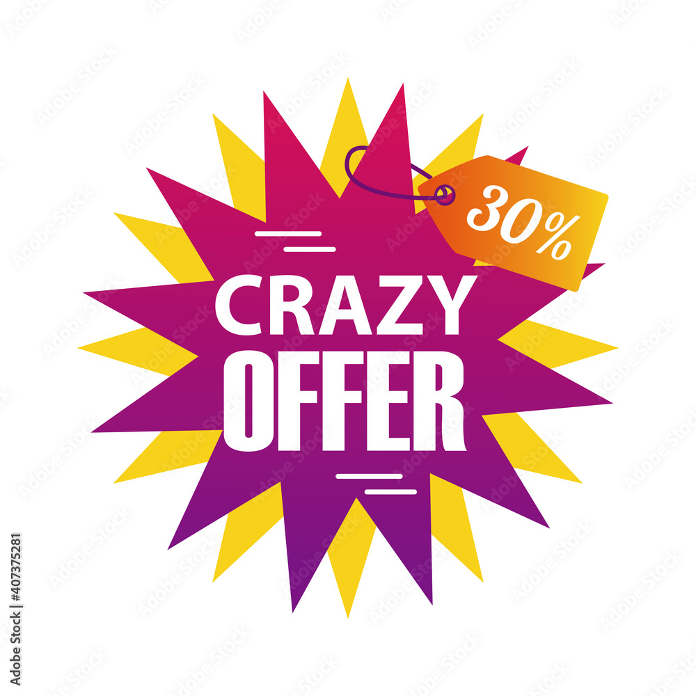 crazy offer in explosion seal stamp vector design crazy offer in explosion seal stamp vector design