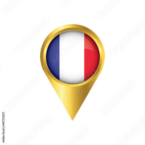 Free Download Flag of France.symbol check in France, golden map pointer with the national flag of France in the button. vector illustration. - GFXLoad