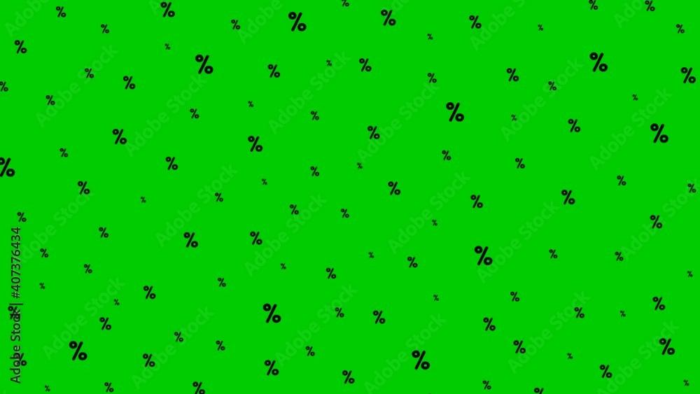 Animated black percent fall. Vector illustration isolated on the green background. Animated black percent fall. Vector illustration isolated on the green background.