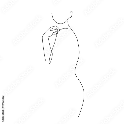Continuous Line Drawing of Woman Naked Body, Fashion Minimalist Concept, Woman Beauty Drawing, Vector Illustration. Good for Prints, T-shirt, Banners, Slogan Design Modern Graphics Style