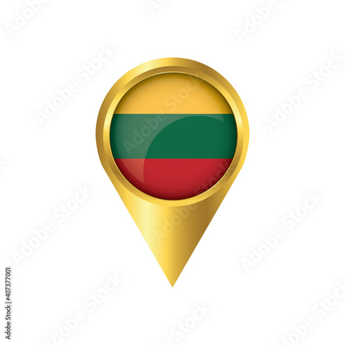 Free Download Flag of Lithuanian.symbol check in Lithuanian, golden map pointer with the national flag of Lithuanian in the button. vector illustration. - GFXLoad