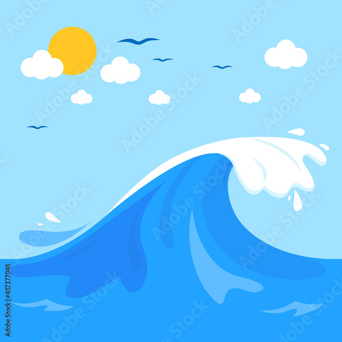 Wave in the ocean. Vector illustration background