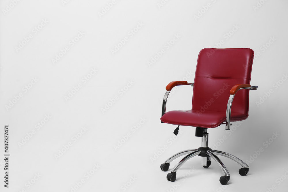 Comfortable office chair on white background, space for text Comfortable office chair on white background, space for text