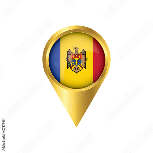 Free Download Flag of Moldova.symbol check in Moldova, golden map pointer with the national flag of Moldova in the button. vector illustration. - GFXLoad