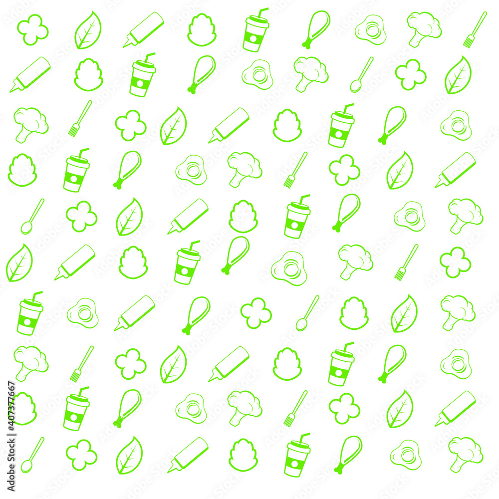 Chicken Wrap, fruit pattern background in flat designs Chicken Wrap, fruit pattern background in flat designs