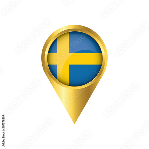 Flag of Sweden.symbol check in Sweden, golden map pointer with the national flag of Sweden in the button. vector illustration. Free Download Flag of Sweden.symbol check in Sweden, golden map pointer with the national flag of Sweden in the button. vector illustration. - GFXLoad