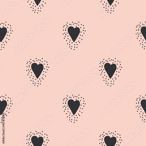 hand drawn doodle seamless pattern with hearts