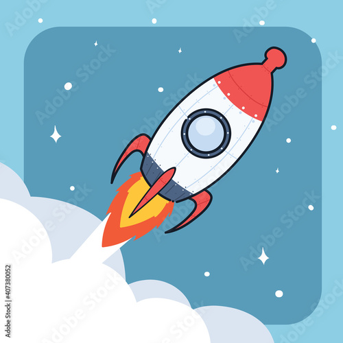 Hand drawn space rocket icon illustration.