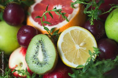 Fragment of original unusual edible bouquet of vegetables and fruits