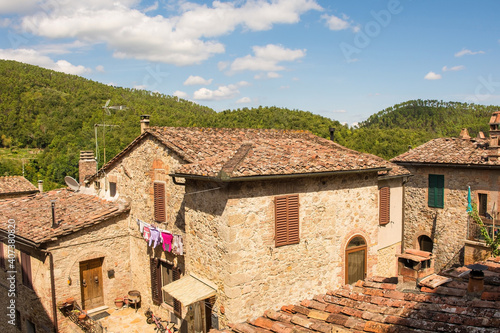 The historic medieval village of San Lorenzo a Merse near Monticiano in Siena Province, Tuscany, Italy
