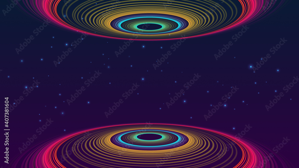 Colored circles on dark blue background illustration. Colored circles on dark blue background illustration.