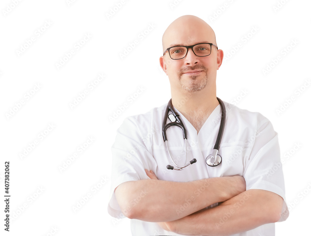 Isolated doctor with stethoscope on white background Isolated doctor with stethoscope on white background
