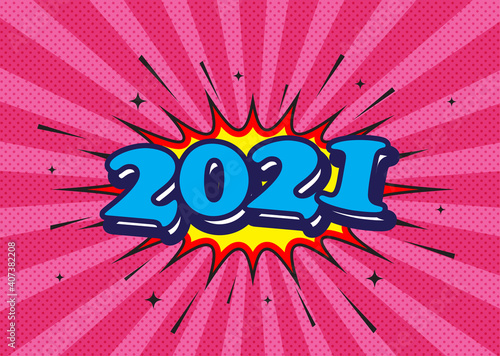 「2021」の文字 アメリカのポップ風 2021 American Pop like letter