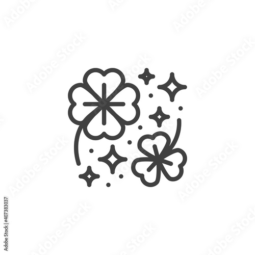 Clover leaves line icon. linear style sign for mobile concept and web design. Saint Patrick day clover outline vector icon. Good luck symbol, logo illustration. Vector graphics
